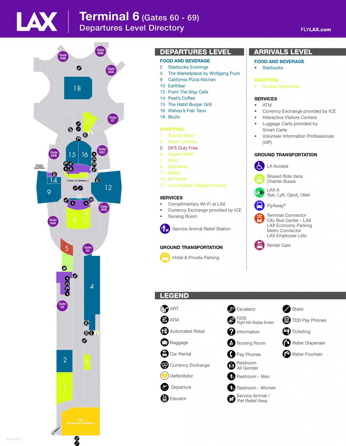 Terminal 6 map at the Los Angeles International Airport LAX