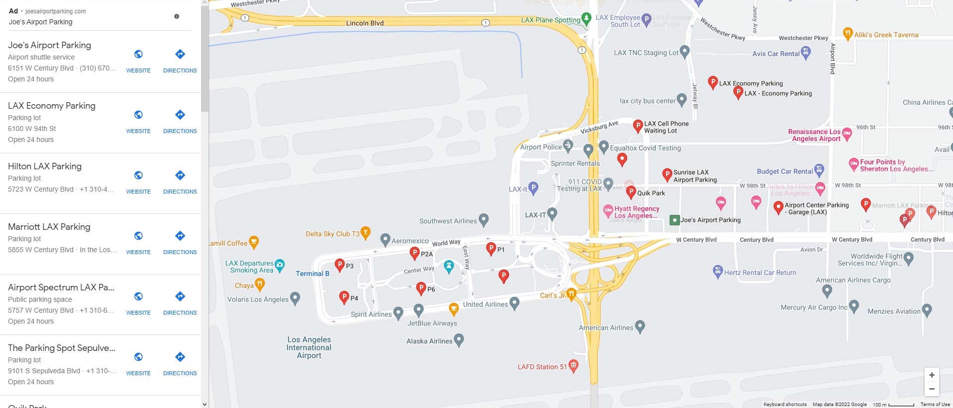 LAX, Terminal and Economy Parking Maps