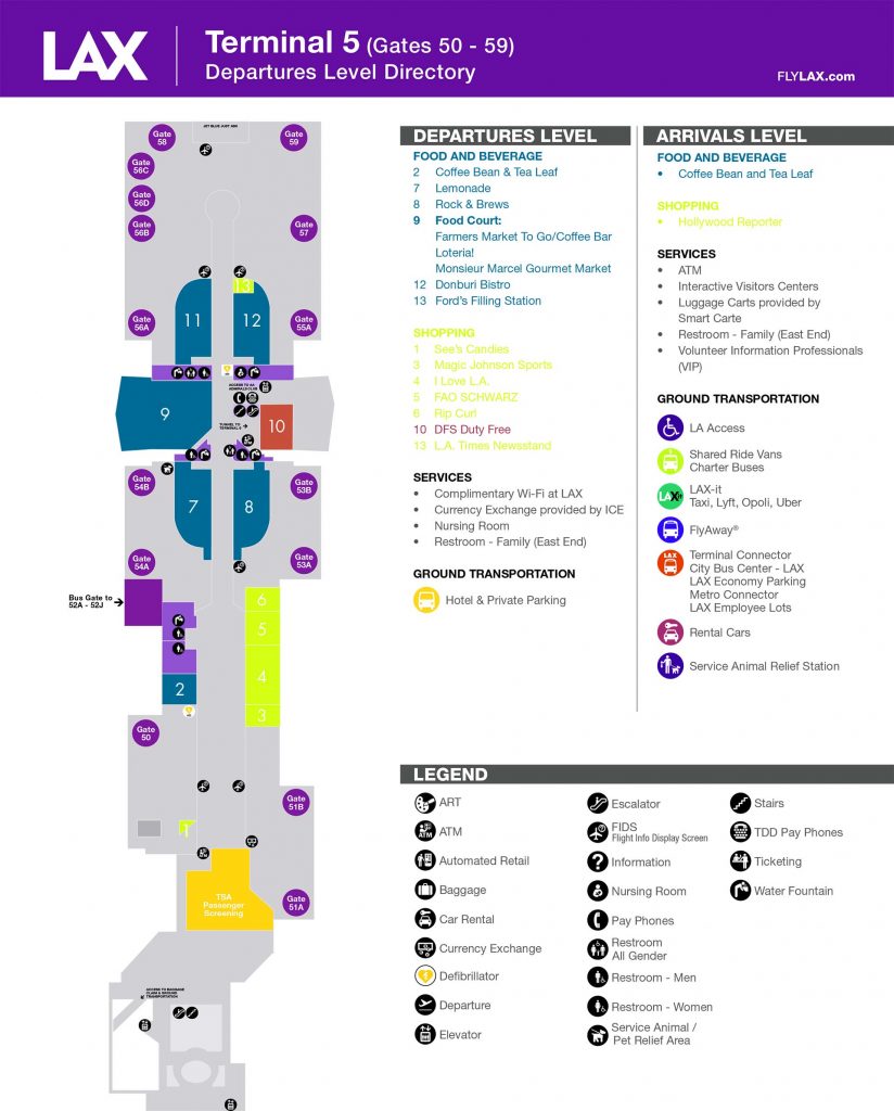 Terminal 5 map Los Angeles International Airport LAX