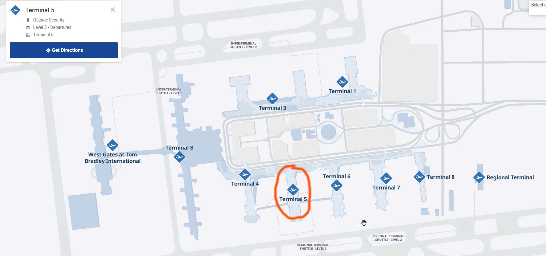 LAX map Terminal 5 los angeles airport 