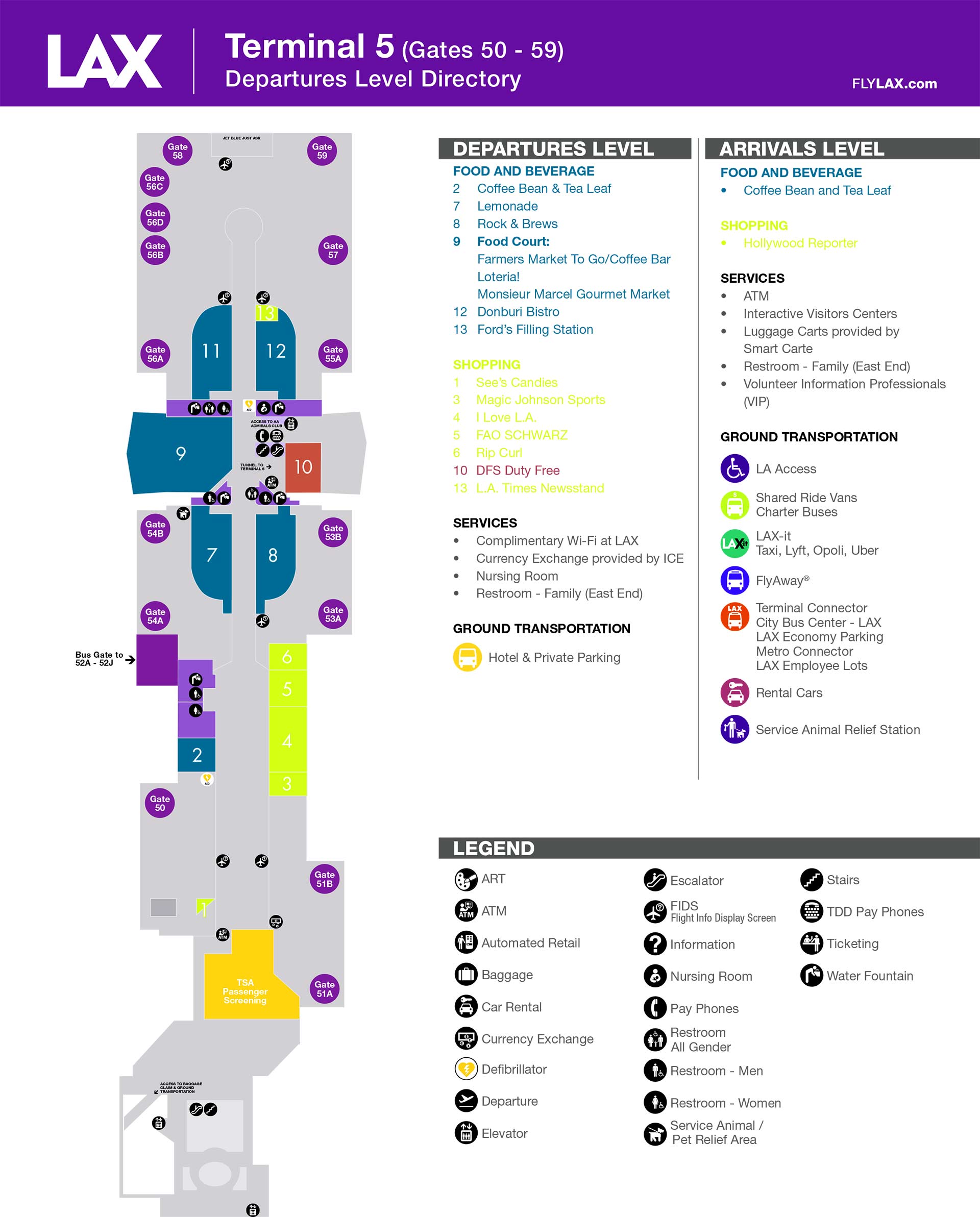 Terminal 5 Map Los Angeles International Airport LAX   LAX Map Terminal 5 