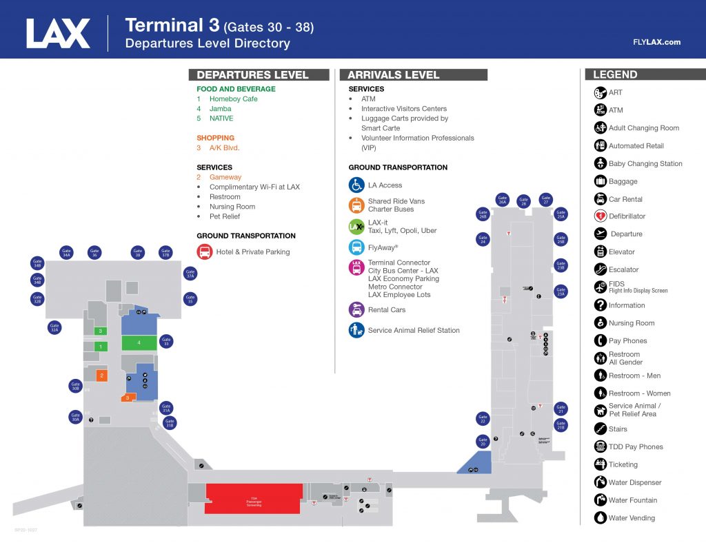 lax smoking area map terminal 3