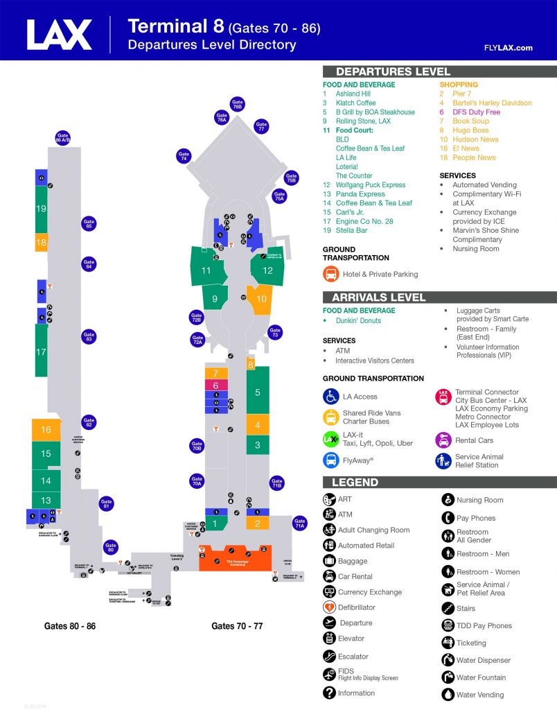 Terminal 8 map at the Los Angeles International Airport LAX